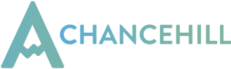 Chancehill casino logo in turquoise on a mauve background
