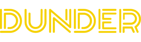 Logo for Dunder Casino, stylised in parallel yellow lines
