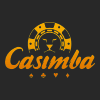 Casimba casino logo and text expressed in bright orange and yellow gradient 