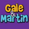 Gale and Martin Casino logo with orange and powder blue cartoon graphic 