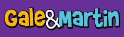 Gale and Martin Casino logo with orange and powder blue cartoon graphic 