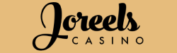 Joreels casino logo in black calligraphy and block lettering