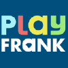 Playfrank casino logo in playful colors on a navy blue background